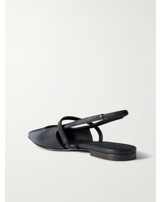 Brunello Cucinelli White Leather Ballet Flats