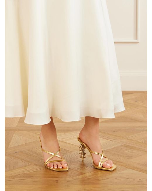 Cult Gaia Natural Sage 90 Embellished Leather Sandals