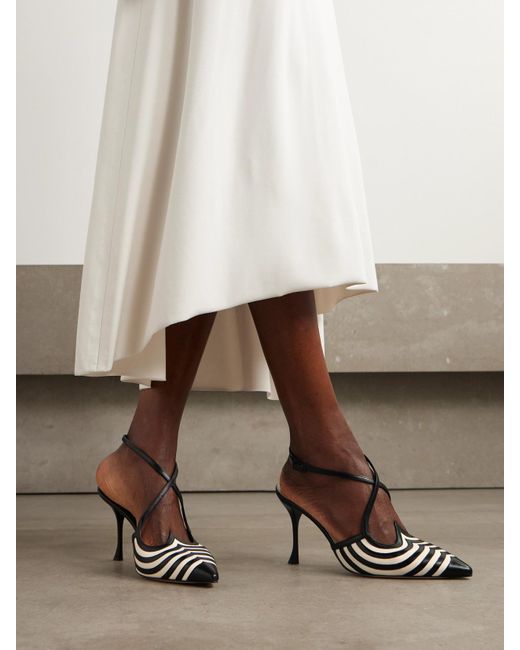 Roger Vivier Natural I Love Vivier 85 Slingback-Pumps Aus Leder Mit Streifen