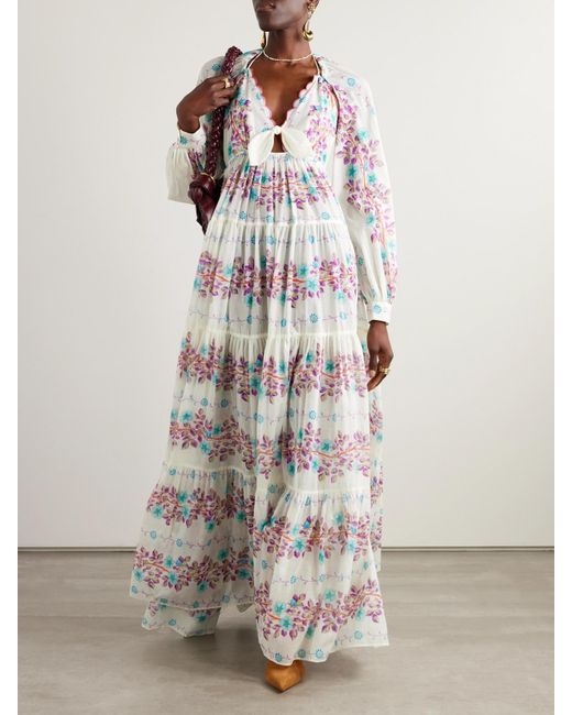 Etro White Floral-Print Cotton-Gauze Maxi Dress