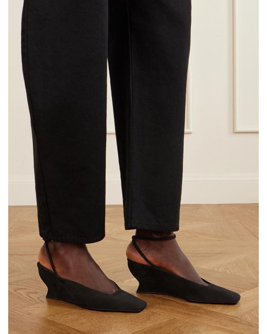 Alaïa White 60 Suede Wedge Pumps