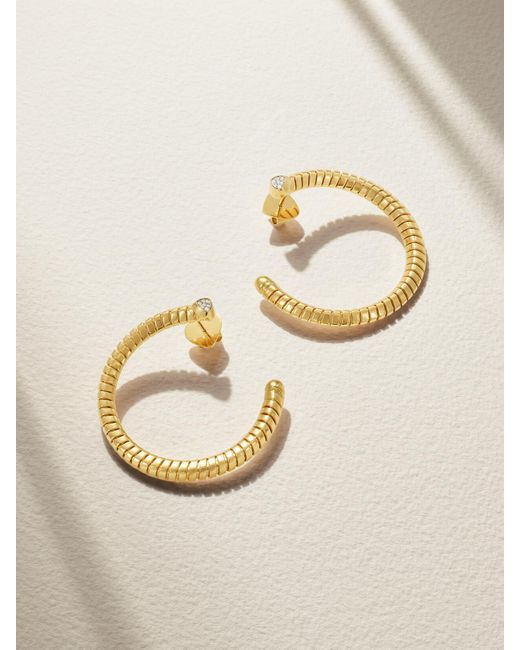 Marina B Natural Trisolina 18-Karat Diamond Hoop Earrings