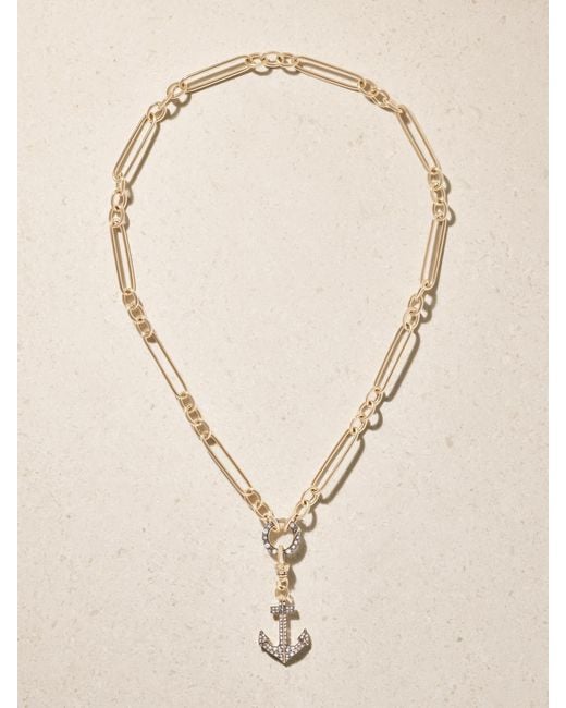 Lucy Delius Natural Anchor 14-Karat Rhodium-Plated Diamond Necklace