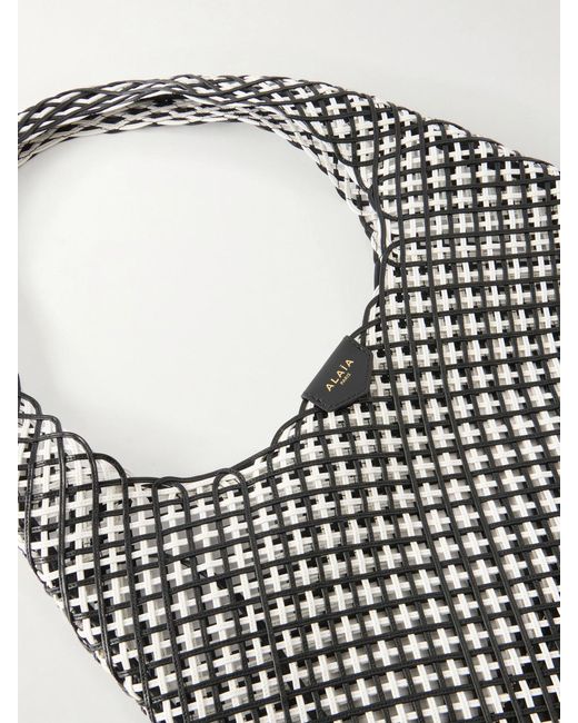 Alaïa Gray Woven Leather Hobo Shoulder Bag