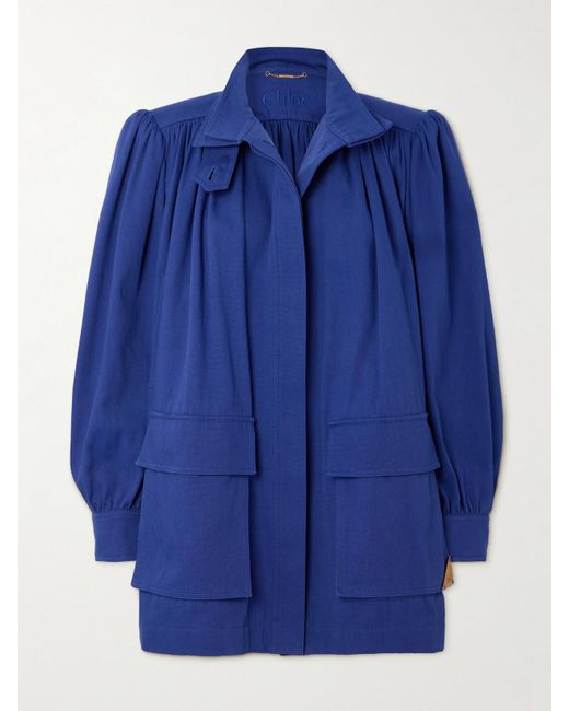 Veste En Toile De Coton À Fronces Chloé en coloris Blue