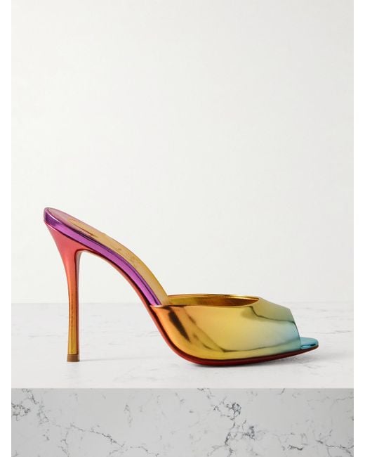 Christian Louboutin Pink Me Dolly 100 Iridescent Leather Mules