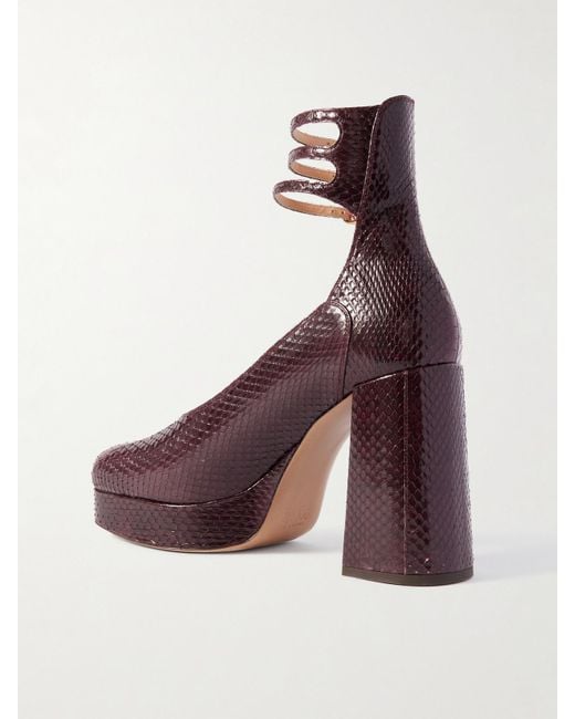 Chloé Purple Loti Snake-Effect Leather Platform Pumps