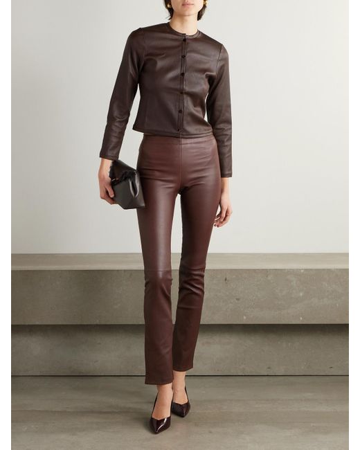 Stouls Brown Astrid Cropped Leather Cardigan