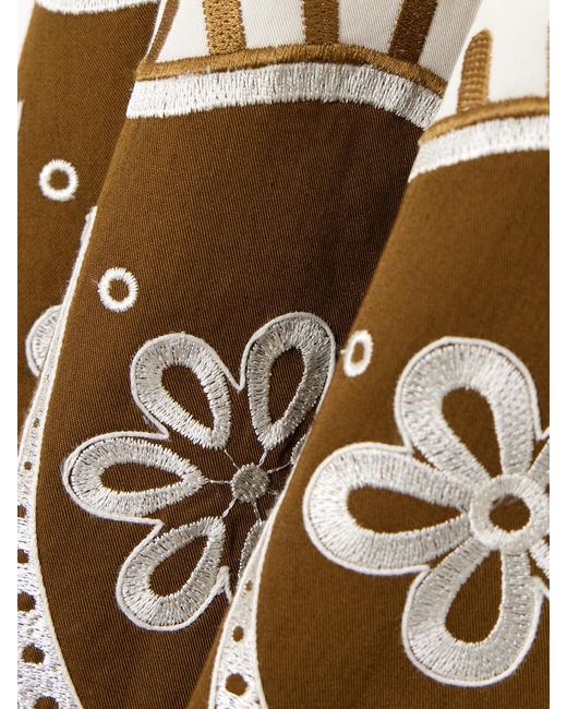 Emporio Sirenuse Natural Elida Embroidered Cotton Midi Dress