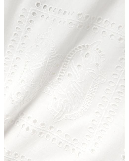 Tory Burch White Eyelet Beach Embroidered Cotton Tapered Pants