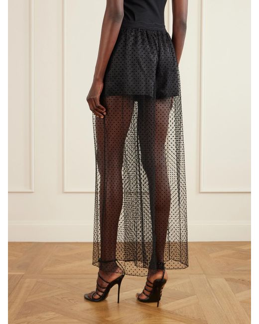 Alaïa Black Polka-Dot Fil Coupé Organza Wide-Leg Pants