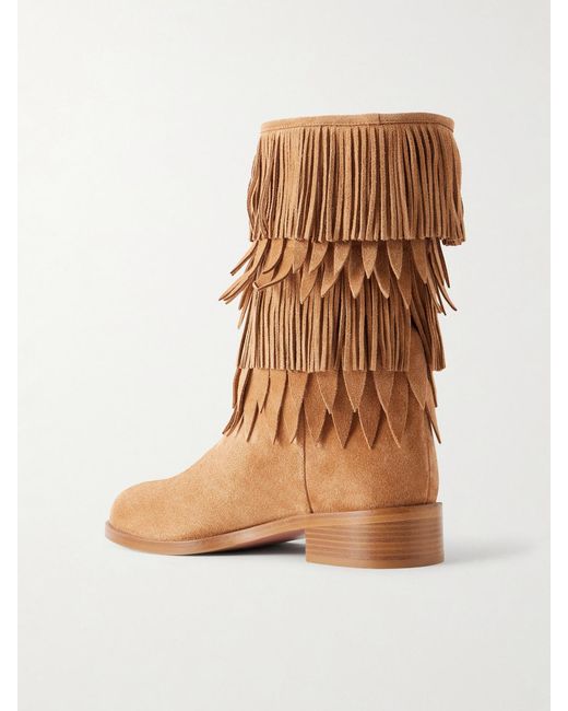 Aquazzura Brown Maverick 35 Fringed Suede Boots