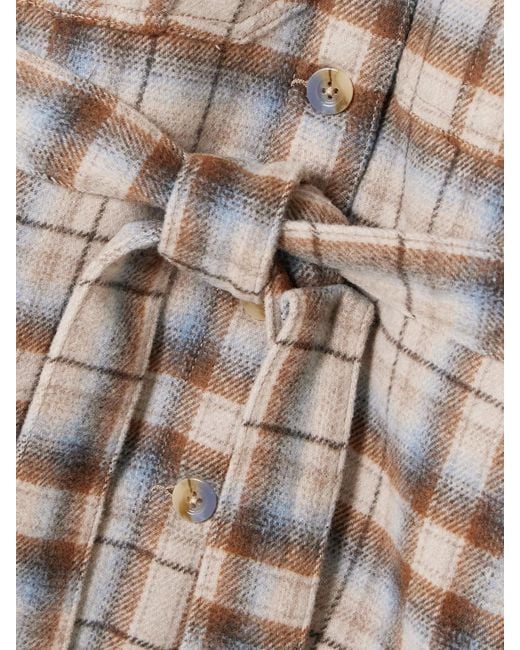 Veronica Beard Natural Mikaela Belted Checked Flannel Jacket