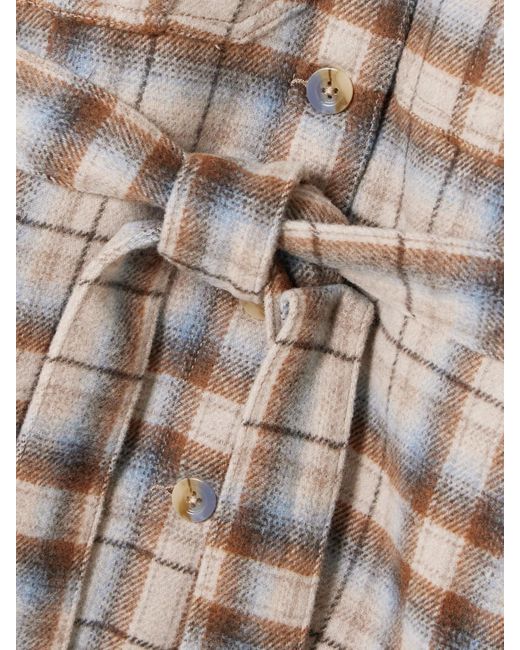 Veronica Beard Natural Mikaela Jacke Aus Kariertem Flanell Mit Bindegürtel