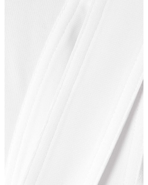 16Arlington White Elian Tie-Neck Draped Stretch-Jersey Maxi Dress