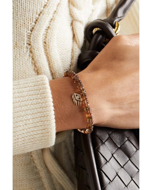 Sydney Evan Natural Evil Eye 14-Karat, Andalusite And Diamond Bracelet