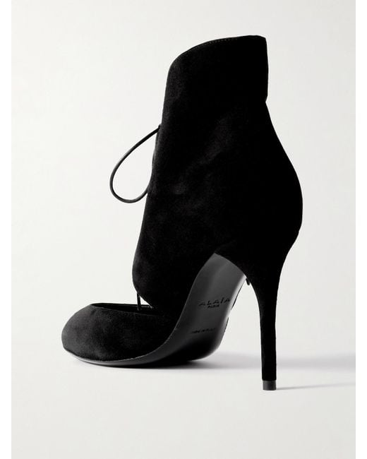 Alaïa Black Cutout Suede Ankle Boots