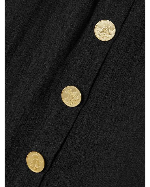 LeKasha Black Hays Linen-Gauze Midi Skirt