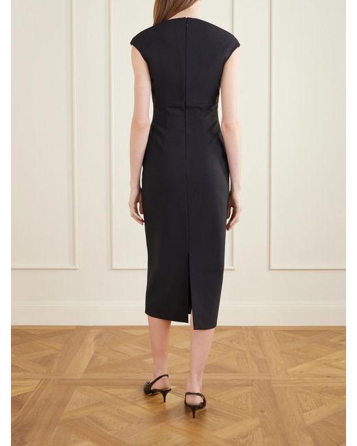 Solace London Black Monica Crepe Midi Dress