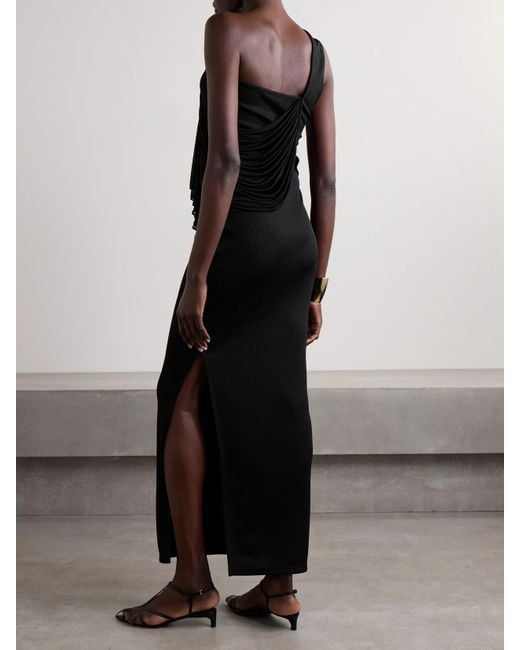Christopher Esber Black Seneca Swirl Convertible Draped Ribbed-Knit And Jersey Gown