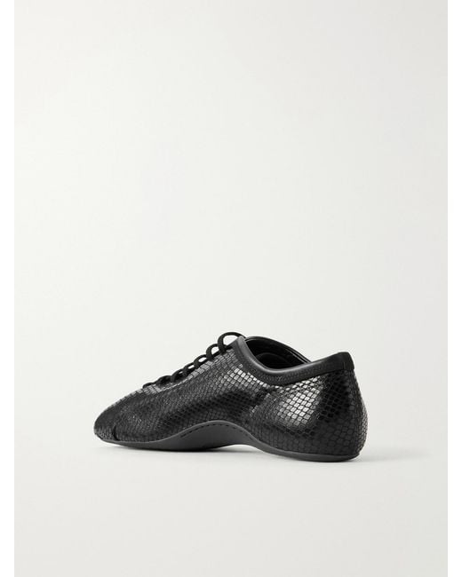 Dries Van Noten Black Snake-Effect Leather Sneakers