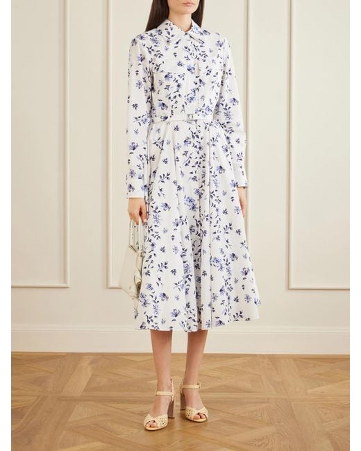 Emilia Wickstead White Emmalyna Floral-Print Organic Cotton-Poplin