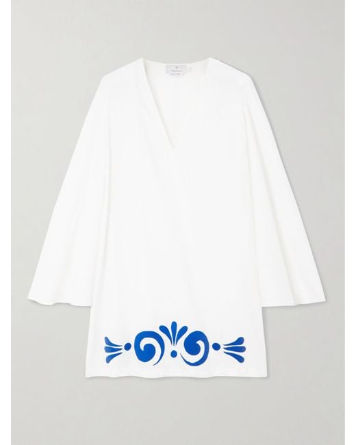 Themis Z White Leucothea Flocked Cotton-Jersey Mini Dress