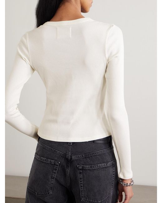 Citizens of Humanity Natural Kari Ribbed Stretch-Jersey T-Shirt