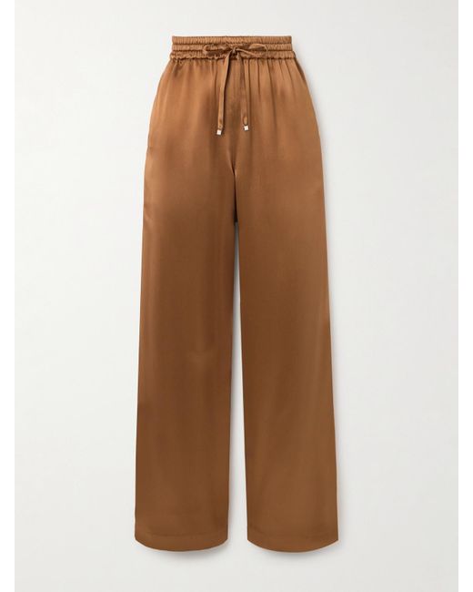 Dolce & Gabbana Brown Pyjama-Hose Mit Geradem Bein Aus Seidensatin