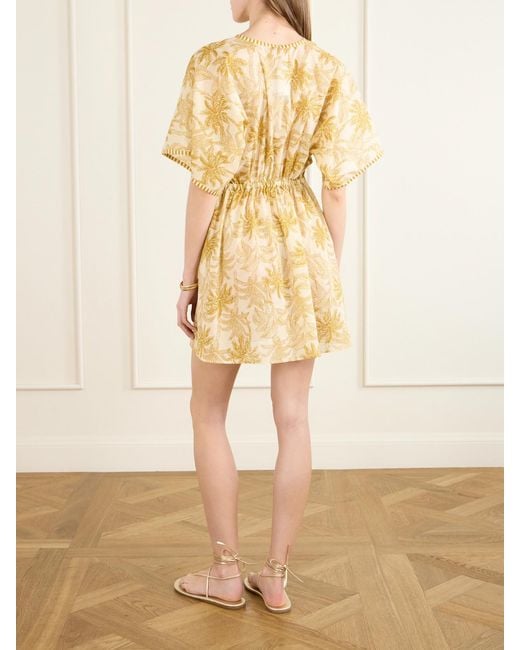 Eres Metallic Péninsule Printed Cotton-Voile Mini Dress
