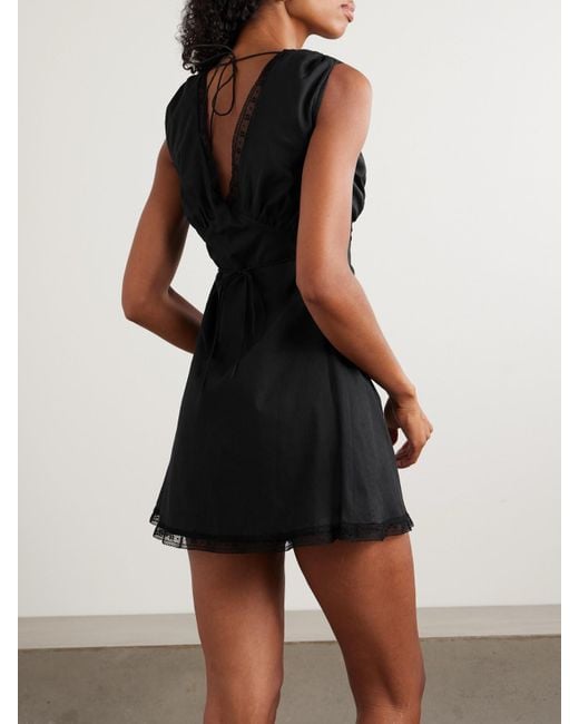 Faithfull The Brand Black Denise Minikleid Aus Baumwoll-Voile Mit Spitzenbesätzen