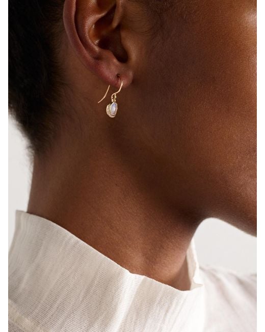 Melissa Joy Manning Natural Crescent Moon 14-Karat Recycled, Diamond And Moonstone Earrings