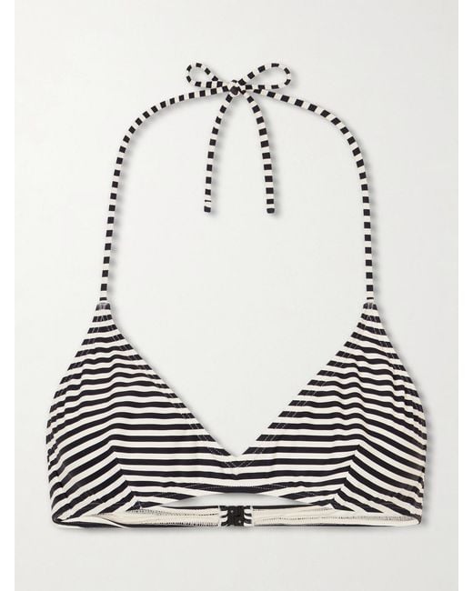Nili Lotan White Striped Triangle Bikini Top