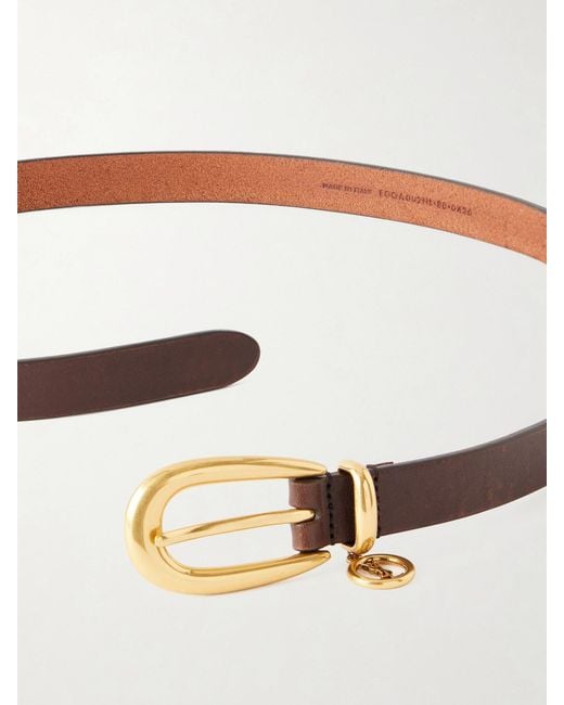 Saint Laurent Brown Cassandre Leather Belt