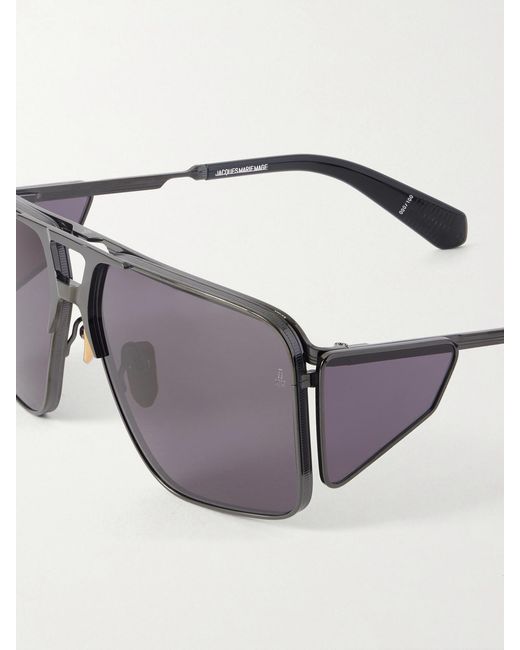 Jacques Marie Mage Black Assen Aviator-Style Metal Sunglasses