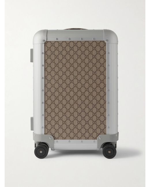 Gucci Gray Fpm Milano Monogrammed Coated-Canvas And Aluminum Suitcase