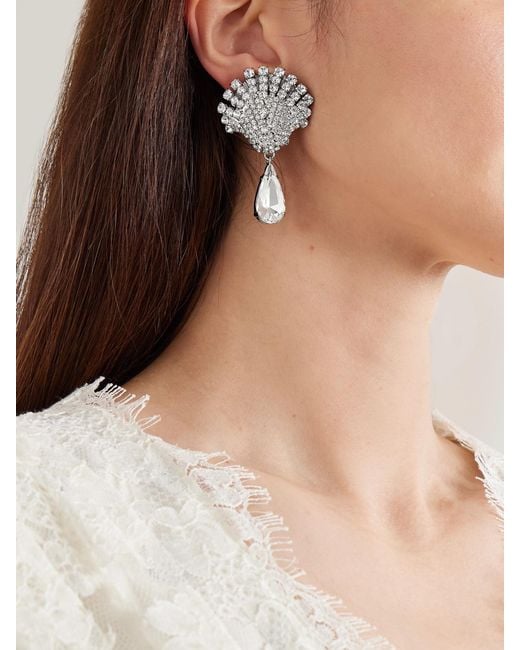Alessandra Rich Metallic Tone And Crystal Clip Earrings