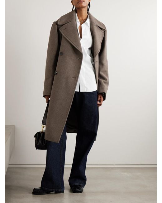 Dries Van Noten Natural Doppelreihiger Oversized-Mantel Aus Einer Wollmischung