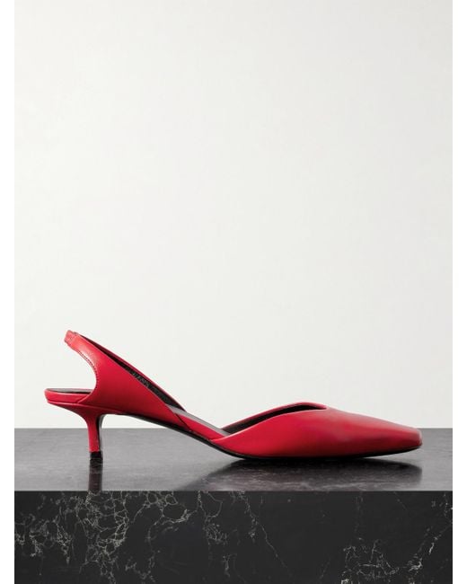 Loulou de Saison Red Akila Leather Slingback Pumps