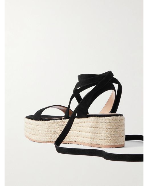 Gianvito Rossi Black 40 Suede Platform Espadrilles