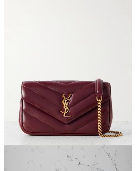 Saint Laurent Red Loulou Schultertasche Aus Gestepptem Leder