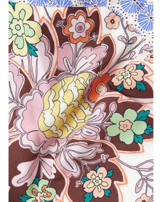 Etro White Verkürztes Bustier Aus Baumwollpopeline Mit Blumenprint