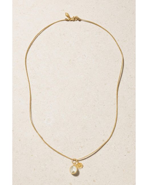 Pippa Small Natural 18-Karat, Cord Aquamarine Necklace