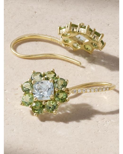Jennifer Meyer Natural Flower Drop Kleine Ohrringe Aus 18 Karat Mit Mehreren Steinen