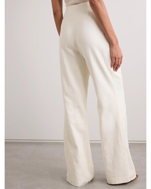 Roland Mouret Natural Cotton And Linen-Blend Twill Wide-Leg Pants
