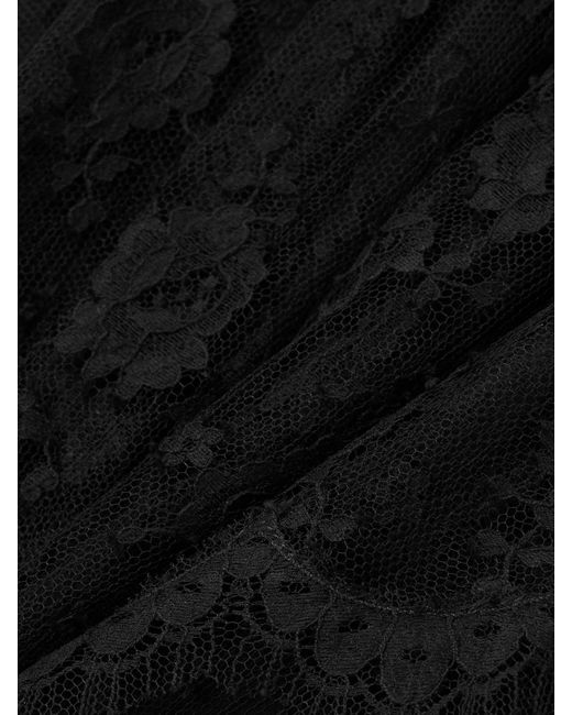 Alessandra Rich Black Minikleid Aus Spitze Aus Einer Baumwollmischung Mit Schleife