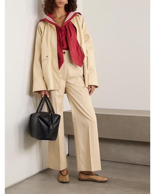 Patou Natural Iconic Cotton-Twill Wide-Leg Pants