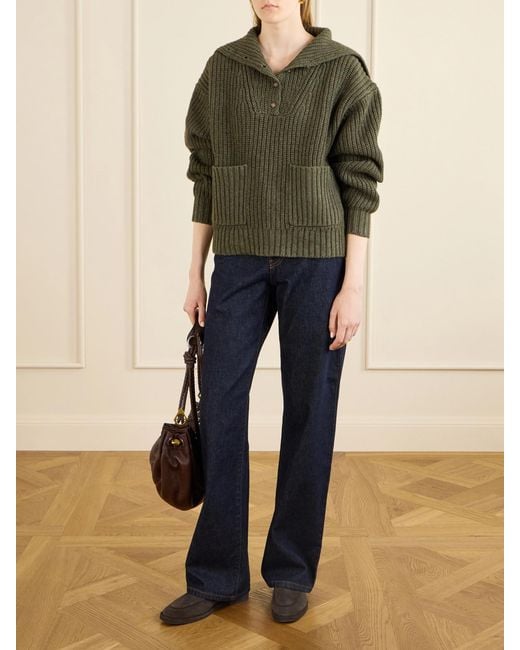 Polo Ralph Lauren Green Cotton And Wool-Blend Sweater