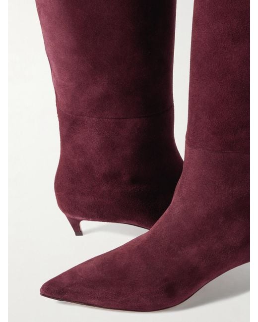 Jimmy Choo Red Maxima 35 Kniehohe Stiefel Aus Veloursleder