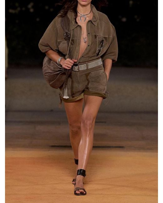 Isabel Marant Natural Marline Suede Cargo Shorts
